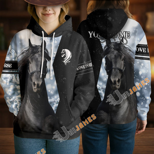 Uni Western Friesian Horse Hoodie – Personalized Equestrian Gift for Riders