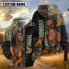 UniJames Horse Marsh Grass Camo & Black Color-Block Personalized Name Pullover Hoodie (9 breeds))
