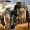 UniJames Horse Marsh Grass Camo & Black Color-Block Personalized Name Pullover Hoodie (9 breeds))