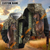 UniJames Horse Marsh Grass Camo & Black Color-Block Personalized Name Pullover Hoodie (9 breeds))