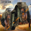 UniJames Horse Marsh Grass Camo & Black Color-Block Personalized Name Pullover Hoodie (9 breeds))
