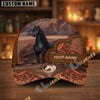 Unijames Personalized Western Horse Tooled Leather Cap (9 Horses)