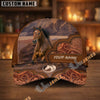 Unijames Personalized Western Horse Tooled Leather Cap (9 Horses)
