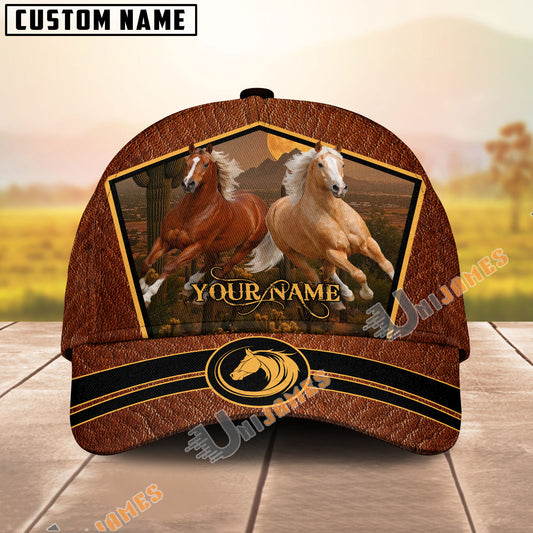 Unijames Personalized Desert Sunset Running Horses Cap