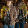 Unijames Personalized Friesian Horse Wood Grain Meadow Hoodie