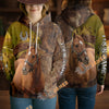 Unijames Personalized Thoroughbred Horse Wood Grain Meadow Hoodie