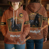 UniJames Personalized Friesian Horse Faux Leather 3D Hoodie