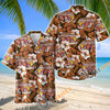 Unijames Hippie Camping Van Brown Hibiscus Hawaiian Shirt