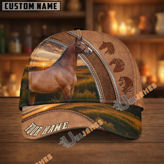 Unijames Personalized Sunset Zipper Horse Portrait Cap