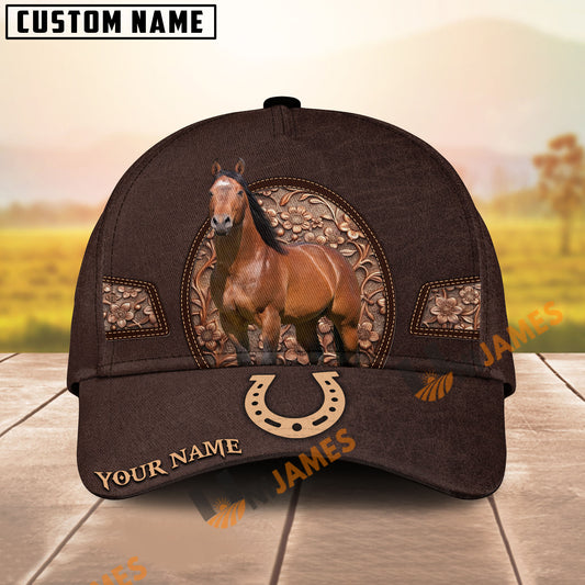 UniJames Personalized Horse Leather Western Floral Horseshoe 3D Cap