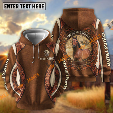 UniJames Personalized Horse Western Cowboy Vintage Brown Floral Tooled 3D Hoodie