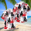 Unijames Friesian Horse Red Hibiscus Tropical Hawaiian Shirt