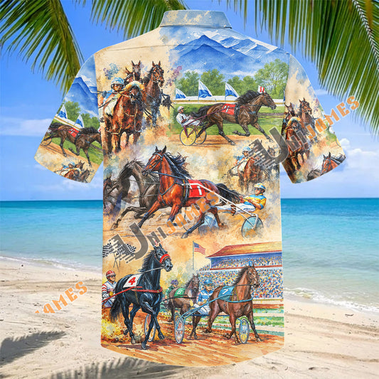 UniJames Harness Horse Racing Hawaiian Shirt
