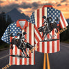 UniJames Patriotic American Flag Western Cowboy Bucking Bronco Hawaiian Shirt