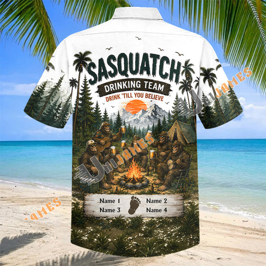Unijames Personalized Sasquatch Drinking Team 3D Hawaiian Shirt