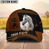 UniJames Personalized Name Brown & Black Leather Horse Portrait 3D Cap