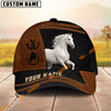 UniJames Personalized Name Brown & Black Leather Horse Portrait 3D Cap