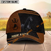 UniJames Personalized Name Brown & Black Leather Horse Portrait 3D Cap
