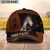 UniJames Personalized Name Brown & Black Leather Horse Portrait 3D Cap
