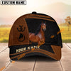UniJames Personalized Name Brown & Black Leather Horse Portrait 3D Cap