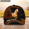 UniJames Personalized Name Brown & Black Leather Horse Portrait 3D Cap
