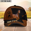 UniJames Personalized Name Brown & Black Leather Horse Portrait 3D Cap