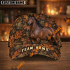 UniJames Personalized Name Autumn Trail Fall Leaf Camo Bay Horse 3D Cap