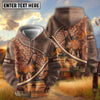 UniJames Personalized Name Tooled Leather Horse Ranch Scene All-Over Print Hoodie (9 Breeds)