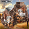 UniJames Personalized Name Tooled Leather Horse Ranch Scene All-Over Print Hoodie (9 Breeds)