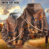 UniJames Personalized Name Tooled Leather Horse Ranch Scene All-Over Print Hoodie (9 Breeds)