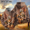 UniJames Personalized Name Tooled Leather Horse Ranch Scene All-Over Print Hoodie (9 Breeds)