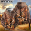 UniJames Personalized Name Tooled Leather Horse Ranch Scene All-Over Print Hoodie (9 Breeds)