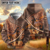 UniJames Personalized Name Tooled Leather Horse Ranch Scene All-Over Print Hoodie (9 Breeds)