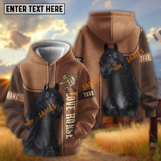 UniJames Personalized Name Bay Horse Portrait Zip All-Over Print Hoodie (9 breeds)