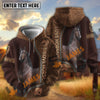 UniJames Love Horse Personalized Name Zip-Up Hoodie – Embossed Leather All-Over Print Hoodie (9 Breeds)