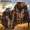 UniJames Love Horse Personalized Name Zip-Up Hoodie – Embossed Leather All-Over Print Hoodie (9 Breeds)