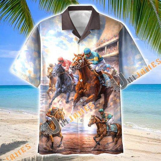 Unijames Horse Racing Jockey Stadium Art Hawaiian Shirt