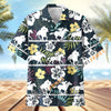 Unijames Vintage Horse Racing White Silhouettes Dark Tropical Hawaiian Shirt