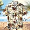 Unijames Horse Racing Jockey Horseshoe Cactus Pattern Hawaiian Shirt