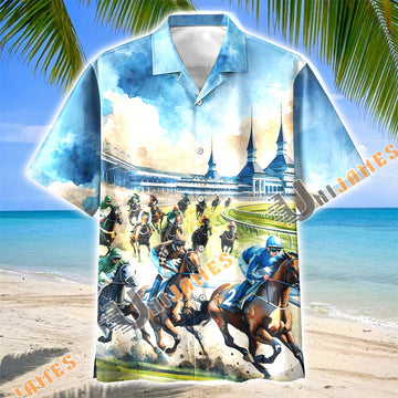 Unijames Horse Racing Kentucky Derby Watercolor Hawaiian Shirt