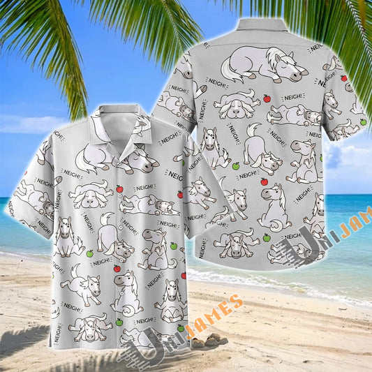 Unijames Cute Cartoon Arabian Horse Neigh Pattern Hawaiian Shirt