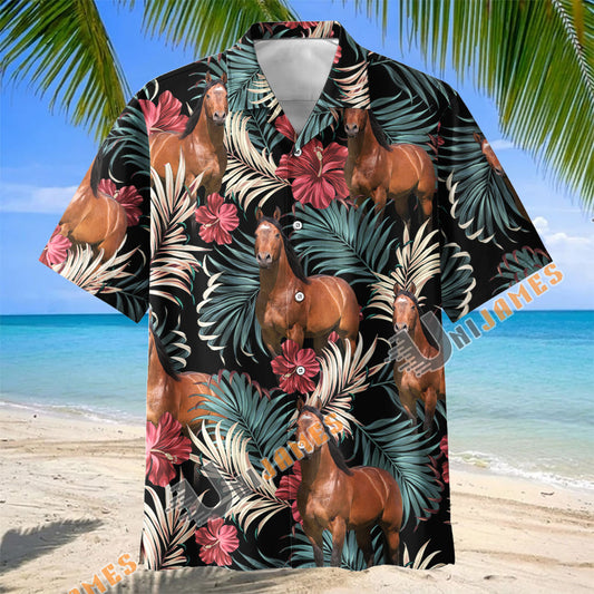 Unijames American Quarter Equestrian Tropical Hawaiian Shirt