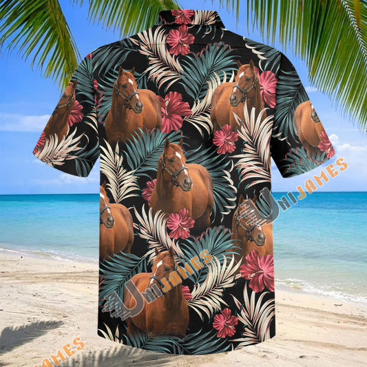 Unijames Thoroughbred Equestrian Tropical Hawaiian Shirt