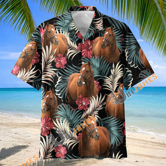 Unijames Thoroughbred Equestrian Tropical Hawaiian Shirt