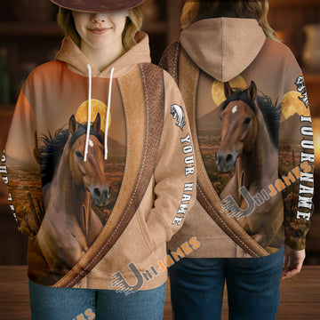 Unijames Personalized Morgan Horse Desert Sunset Texture Hoodie