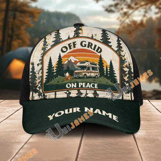 Unijames Personalized Off-Grid On Peace RV Mesh Trucker Cap