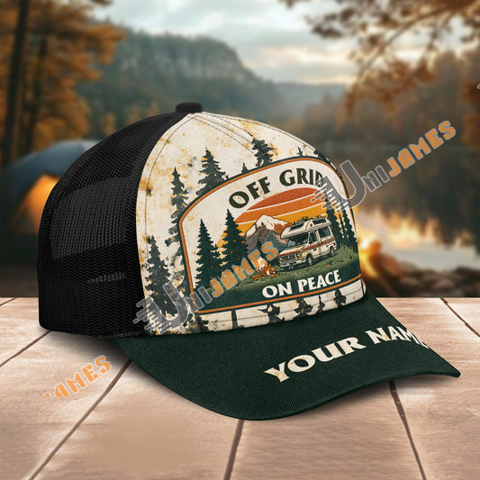Unijames Personalized Off-Grid On Peace RV Mesh Trucker Cap