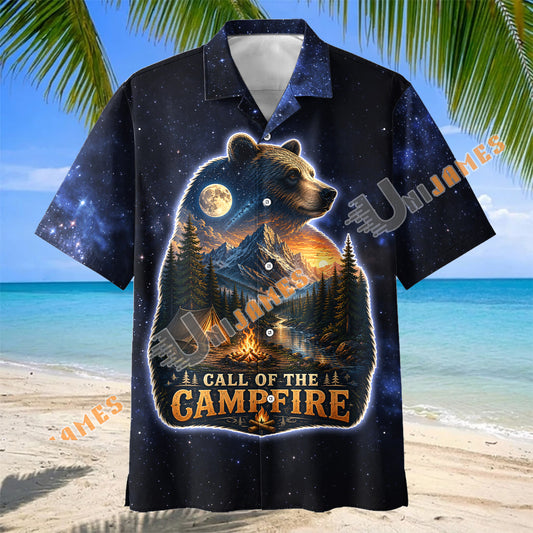 Unijames Call of the Campfire Bear Camping Hawaiian Shirt