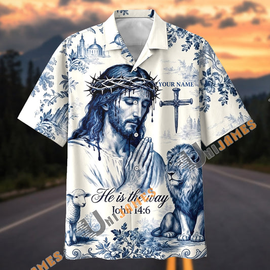 Unijames Personalized Jesus Christ "He Is The Way" John 14:6 Hawaiian Shirt