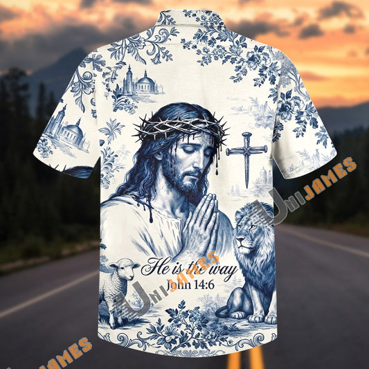 Unijames Personalized Jesus Christ "He Is The Way" John 14:6 Hawaiian Shirt